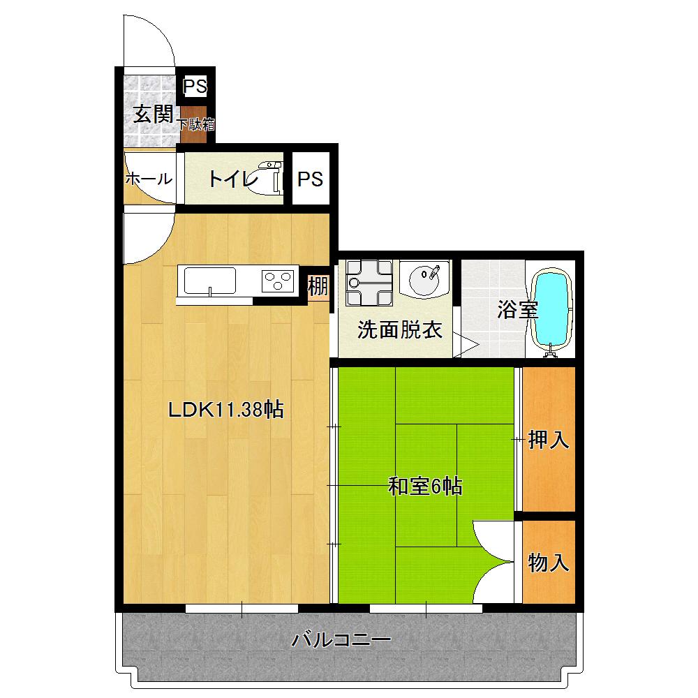 グランドゥールフレア(1LDK/4階)の間取り写真