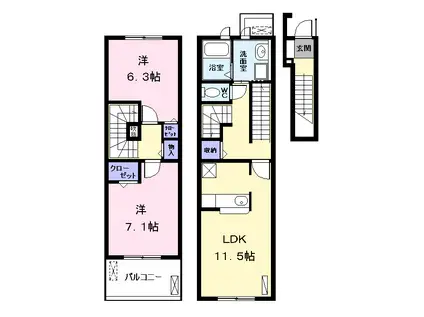 ベイ・プレイスI(2LDK/2階)の間取り写真