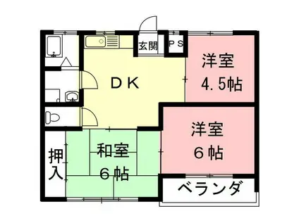ロイヤル渡辺(3DK/1階)の間取り写真