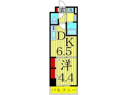 ミューズ竹の塚(1DK/3階)の間取り写真