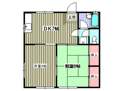 コーポことぶき(2DK/1階)の間取り写真