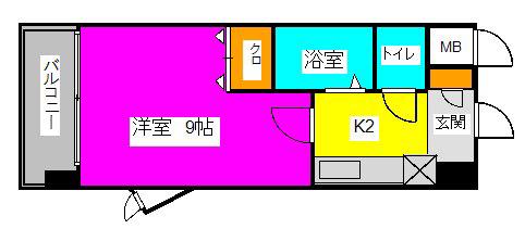 ヴェルドミール(1K/1階)の間取り写真