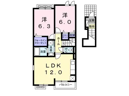 リヴ ドロワ(2LDK/2階)の間取り写真