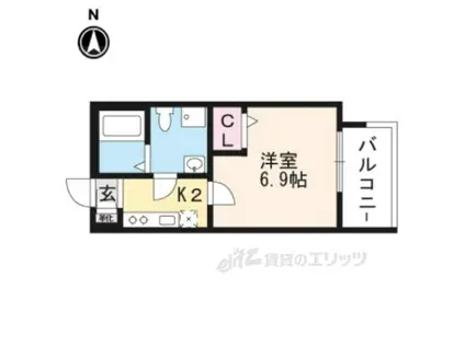 サンロイヤル深草(1K/3階)の間取り写真