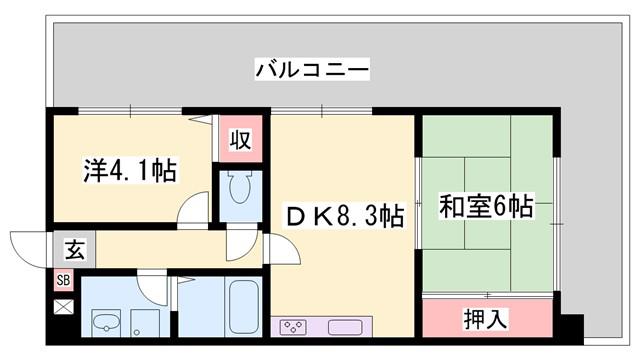 メゾンセルベイル(2DK/5階)の間取り写真