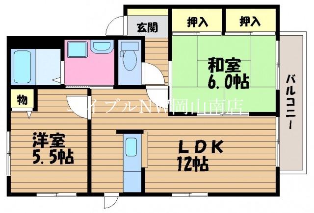 プロヴァンス A棟(2LDK/2階)の間取り写真