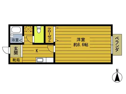 ラ・フォーレ安岐II(1K/2階)の間取り写真