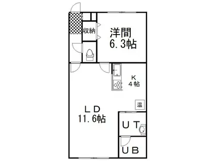 ブルックス2(1LDK/1階)の間取り写真