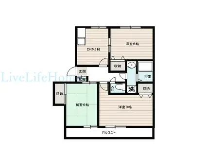 インペリアル・メゾン・ビュー(3DK/2階)の間取り写真