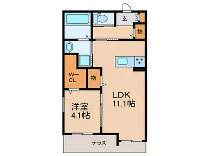 ロンドラージ今林(1LDK/1階)の間取り写真
