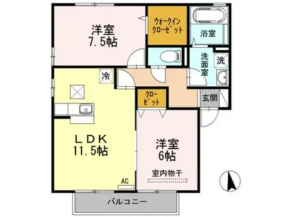 セジュール幸(2LDK/2階)の間取り写真