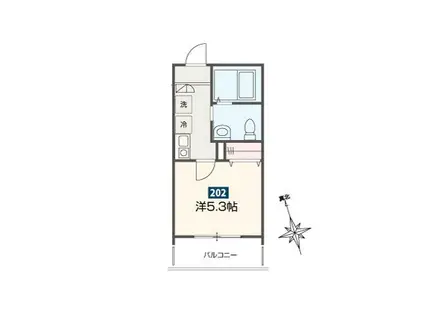 高座渋谷ヒルズ(1K/2階)の間取り写真