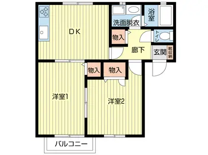 ハイム・ファンタジアA(2DK/1階)の間取り写真