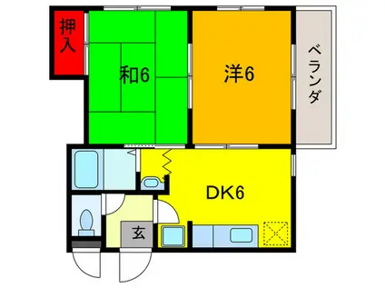 マンション京道(2DK/2階)の間取り写真