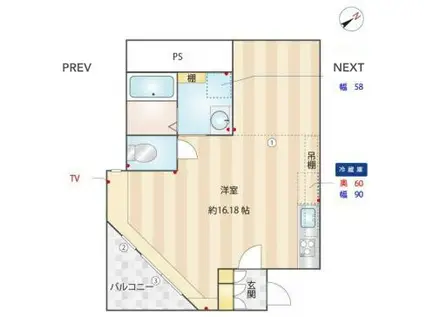 西大井テラス(ワンルーム/3階)の間取り写真