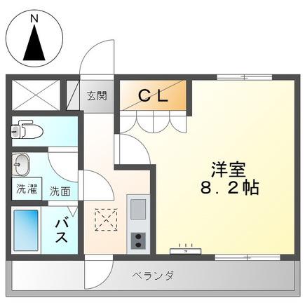 ボンヌール(1K/1階)の間取り写真