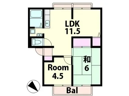 ファミールぼだいじ(2LDK/1階)の間取り写真