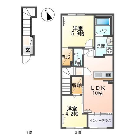 COLLINE(2LDK/2階)の間取り写真