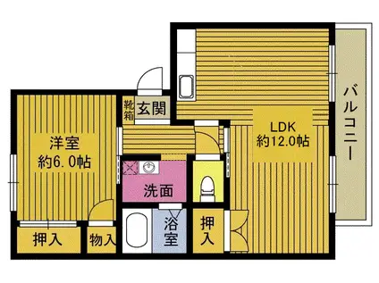 コーラルハイツ萩原(1LDK/2階)の間取り写真