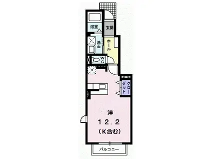 エテルノ・ノーヴァ(ワンルーム/1階)の間取り写真