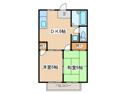 コート中野II(2DK/2階)の間取り写真