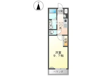 アリビオIII(1K/1階)の間取り写真