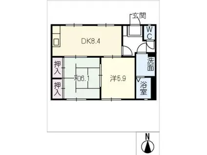 SOCIAM(2DK/1階)の間取り写真