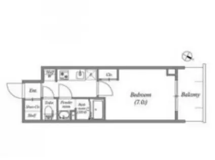 GENOVIA神戸湊川公園(1K/12階)の間取り写真