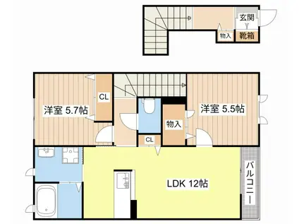 コゥジィコート(2LDK/2階)の間取り写真
