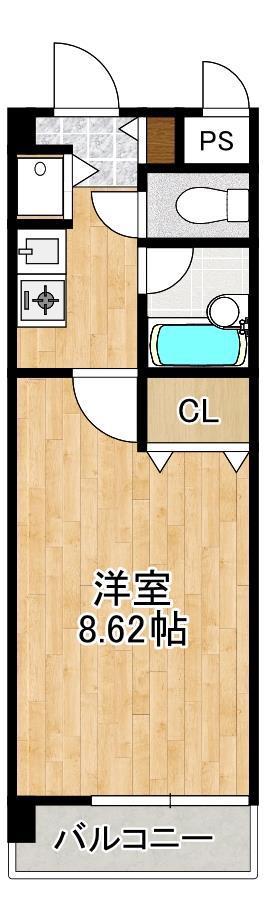デューク高宮(1K/6階)の間取り写真