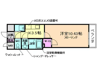 アーバンヴュー横山(1K/3階)の間取り写真