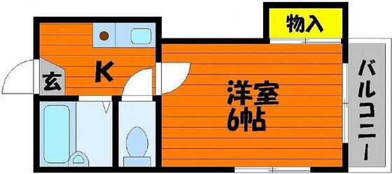 BRUNO浜1(1K/2階)の間取り写真