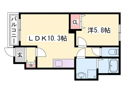 プランドール(1LDK/1階)の間取り写真