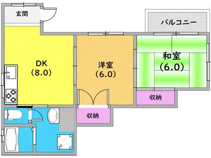 サンハイツコウベ(2DK/4階)の間取り写真