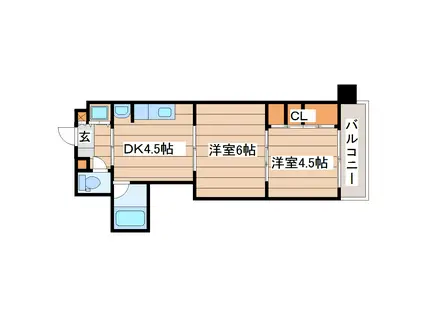 クレスト連坊(2DK/2階)の間取り写真