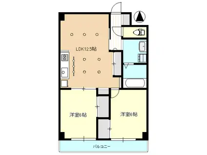 パレスプラザエノモト(2LDK/2階)の間取り写真