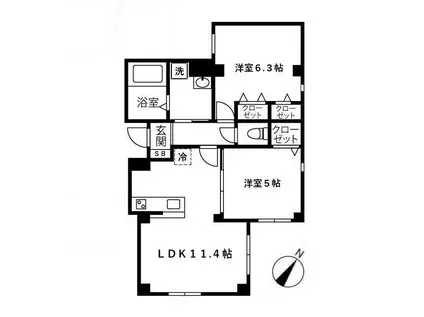 RUANG(2LDK/1階)の間取り写真
