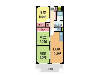 ホワイトボックスPARTII(3LDK/2階)の間取り写真