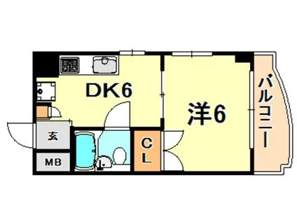 ル・パレ西灘(1DK/5階)の間取り写真