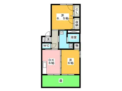 サニーインテル F棟(2DK/1階)の間取り写真