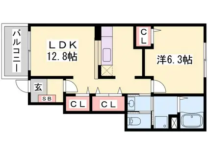 ピエ・デル・モンテII(1LDK/1階)の間取り写真