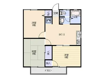 プレジールT2(3DK/2階)の間取り写真