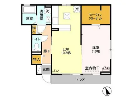 クレスト(1LDK/1階)の間取り写真