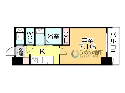 MARK AVENUE TOWER 久留米(1K/2階)の間取り写真