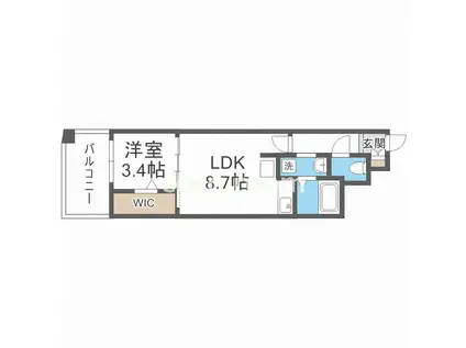 セレニテ堺筋本町プリエ(1LDK/13階)の間取り写真