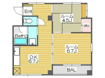 グランドールコボリ(2DK/1階)の間取り写真