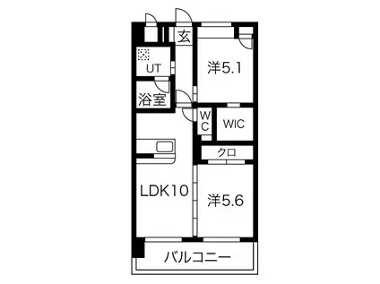 ヒルクレスト千早65(2LDK/10階)の間取り写真
