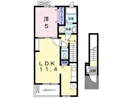 アメニティ II(1LDK/2階)の間取り写真