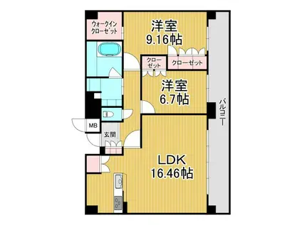 エレガンス甲子園(2LDK/4階)の間取り写真