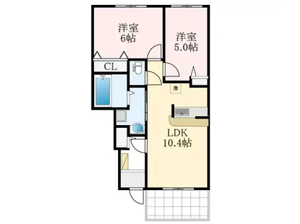 ファイン・キャピタルC(2LDK/1階)の間取り写真